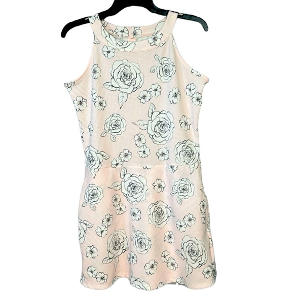 🆕 NWT TCP Blush Pink Sleeveless Dress Front SKORT Black & White Floral Size 16 - Picture 1 of 7